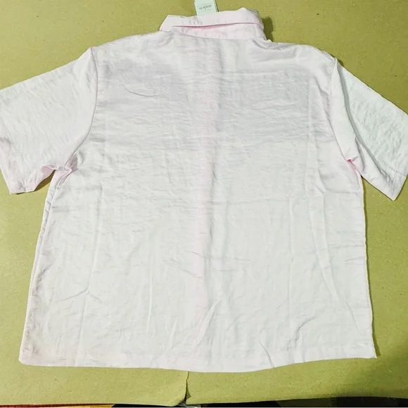 Satin Short Sleeve Notch Collar Top and Shorts Pajama Set - Auden Pink XL 369 - Picture 7 of 8